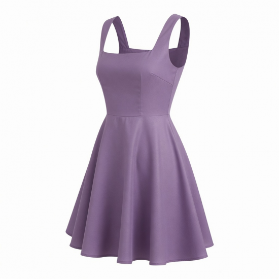 Square Neck Sleeveless A-Line Flowy Women's Mini Dress