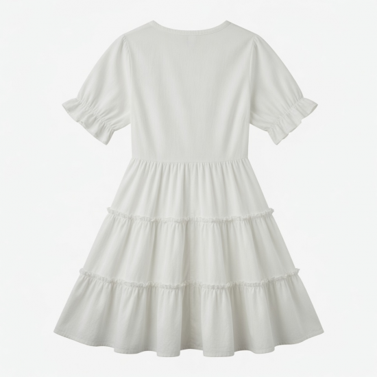 V-Neck Tiered A-Line Ruffled Women's Shirt Dress